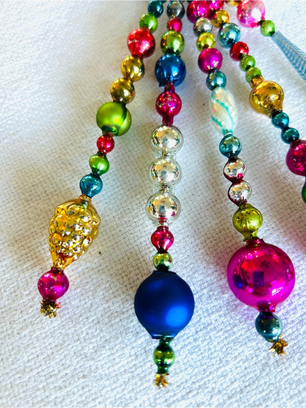 Vintage repurposed mercury glass garland bead icicle holiday Christmas ornaments - Picture 2 of 5